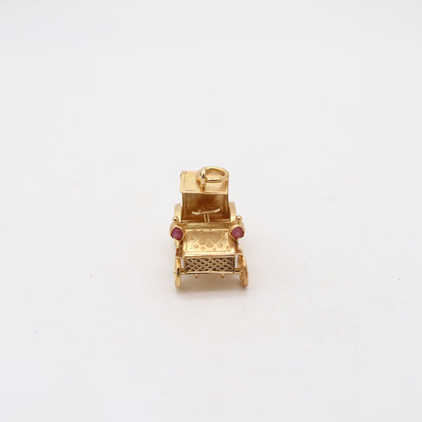 ART DECO 1940 Italian Antique Ford T-Car Pendant Charm In 18Kt Yellow Gold