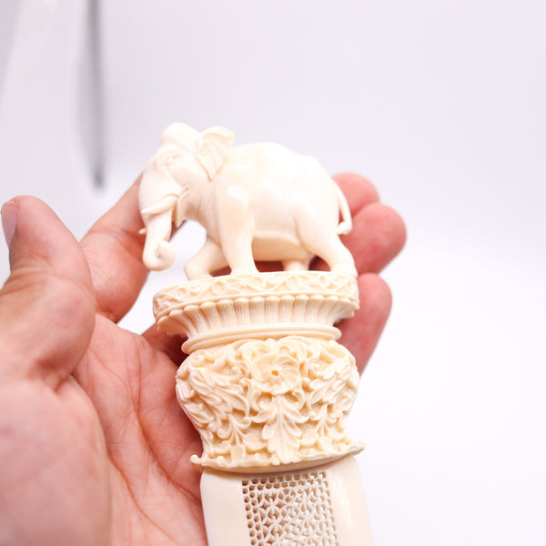 THAILAND 1900 Antique Large Desk Letter Opener With Carved Elephant