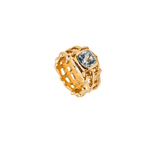 -Angela Cummings Studios Cocktail Ring In 18Kt Gold With 2.32 Cts Aquamarine