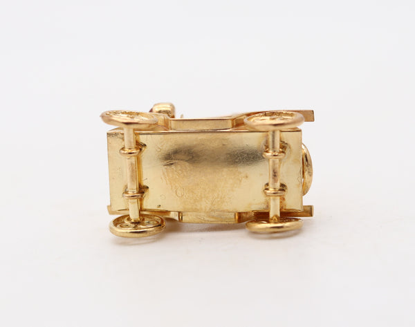 ART DECO 1940 Italian Antique Ford T-Car Pendant Charm In 18Kt Yellow Gold