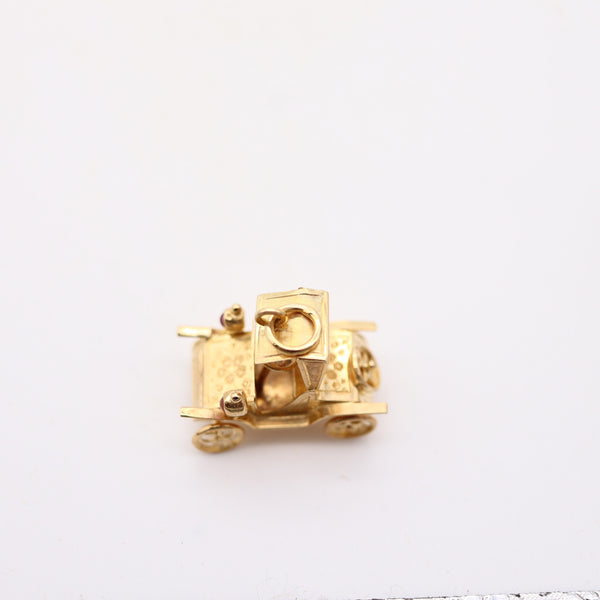 ART DECO 1940 Italian Antique Ford T-Car Pendant Charm In 18Kt Yellow Gold