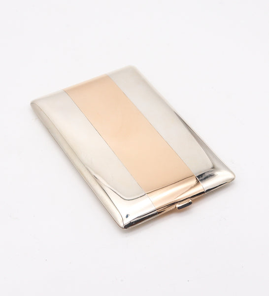 FRONTIN-PARIS 1925 French Art-Deco Cigarette Case In 18Kt Gold And Sterling