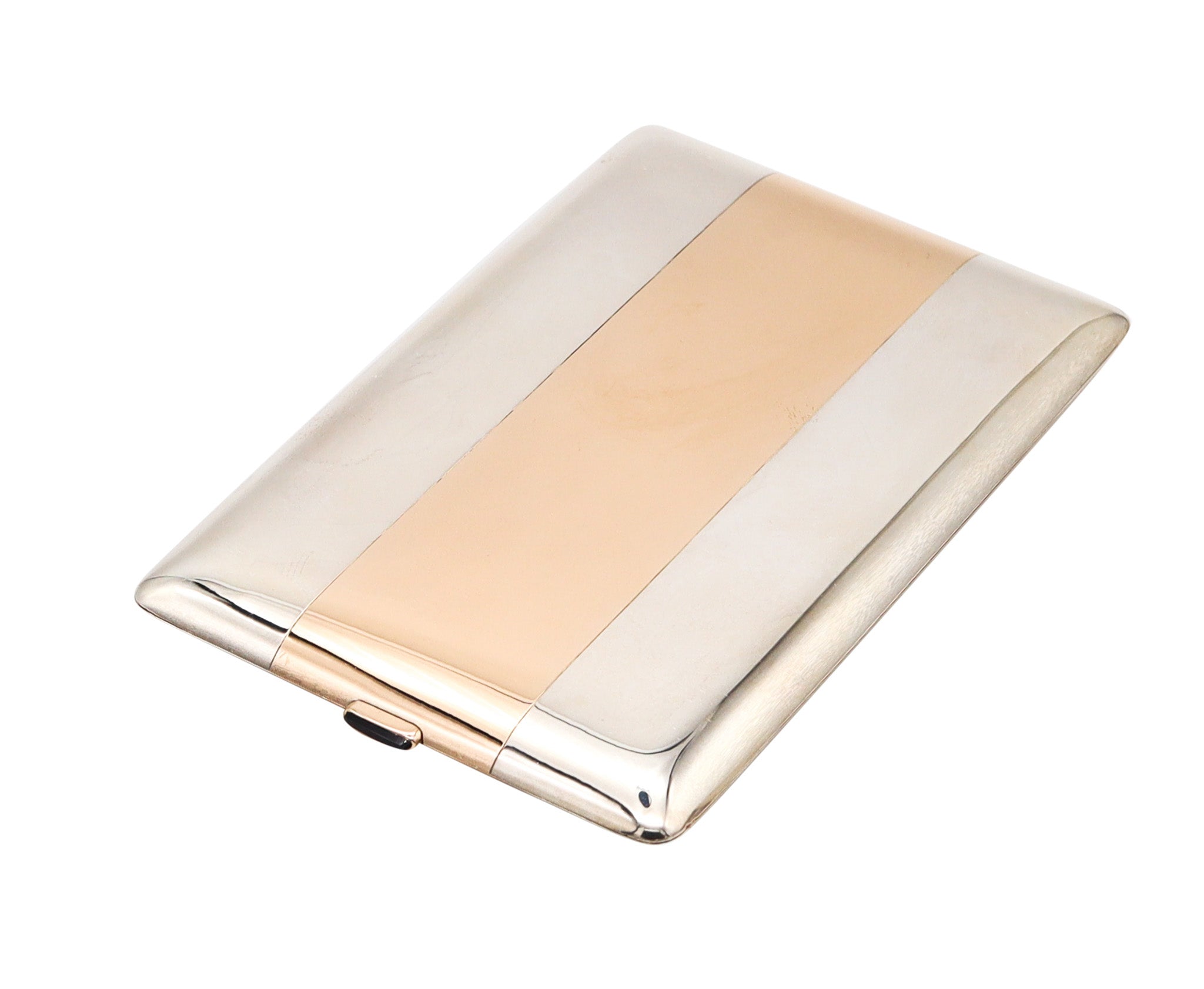 FRONTIN-PARIS 1925 French Art-Deco Cigarette Case In 18Kt Gold And Sterling