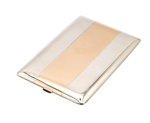 FRONTIN-PARIS 1925 French Art-Deco Cigarette Case In 18Kt Gold And Sterling