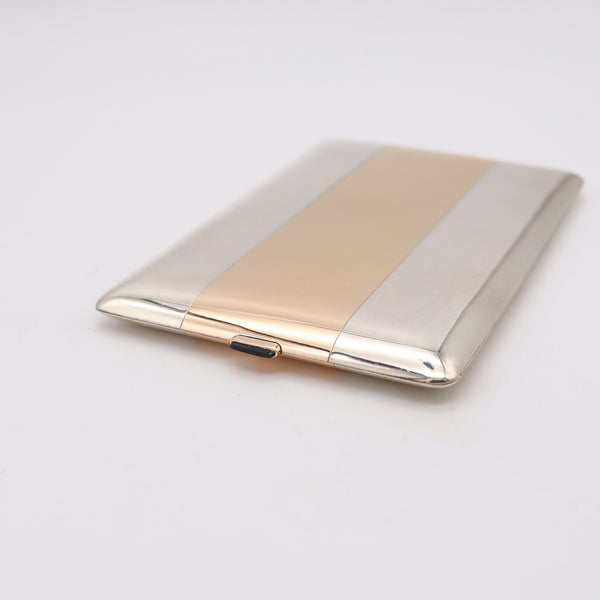 FRONTIN-PARIS 1925 French Art-Deco Cigarette Case In 18Kt Gold And Sterling