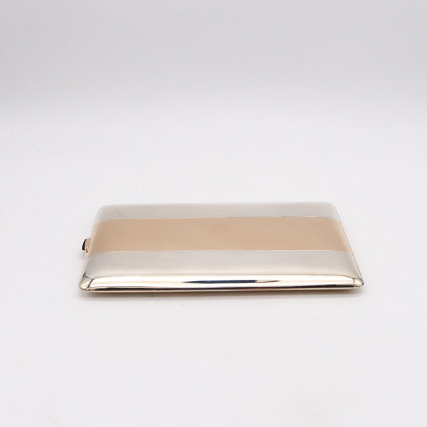 FRONTIN-PARIS 1925 French Art-Deco Cigarette Case In 18Kt Gold And Sterling