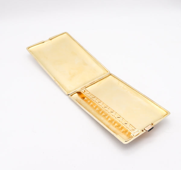 FRONTIN-PARIS 1925 French Art-Deco Cigarette Case In 18Kt Gold And Sterling