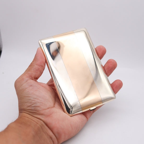 FRONTIN-PARIS 1925 French Art-Deco Cigarette Case In 18Kt Gold And Sterling