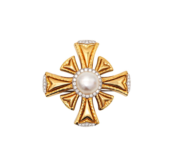 -Andrew Clunn Pendant Brooch In 18Kt Gold And Platinum With 2.46 Ctw In Diamonds