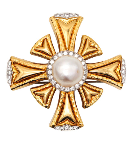 -Andrew Clunn Pendant Brooch In 18Kt Gold And Platinum With 2.46 Ctw In Diamonds
