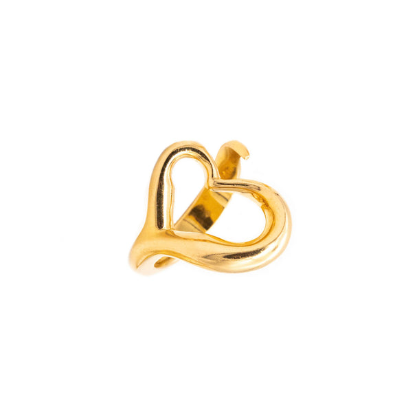 -Tiffany & Co. 1980 Elsa Peretti Open Heart Ring In Solid 18Kt Yellow Gold Size 6