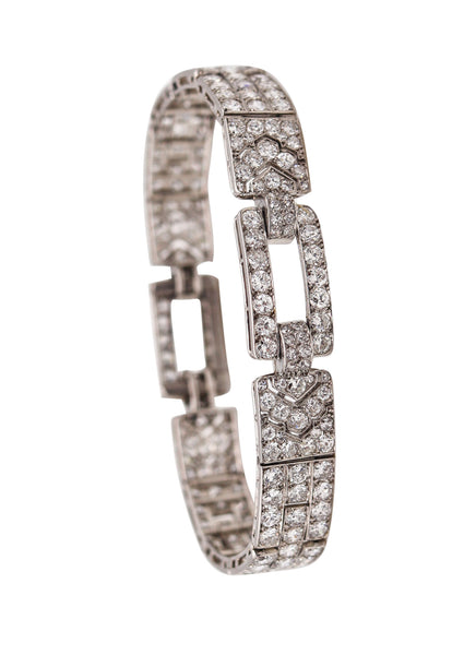 CARTIER Paris 1928 Art Deco Bracelet In Platinum With 19.86 Cts In Diamonds