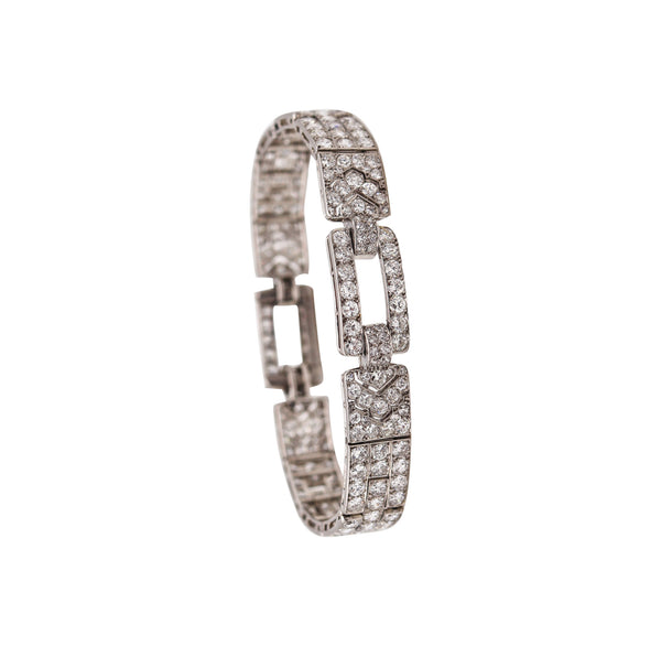 CARTIER Paris 1928 Art Deco Bracelet In Platinum With 19.86 Cts In Diamonds