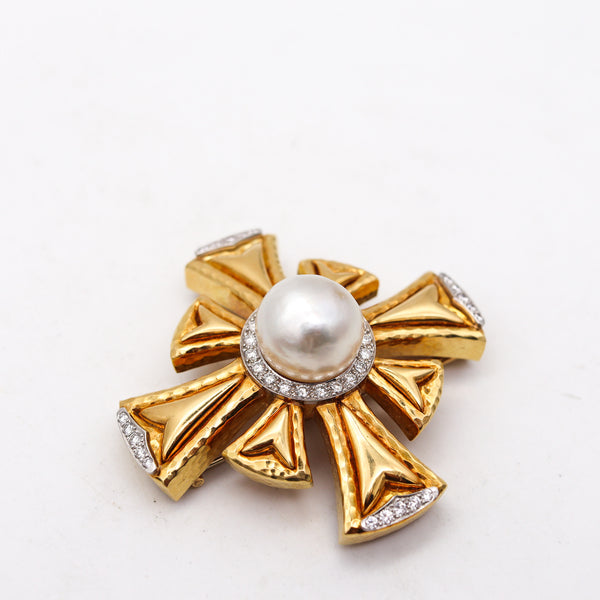 -Andrew Clunn Pendant Brooch In 18Kt Gold And Platinum With 2.46 Ctw In Diamonds