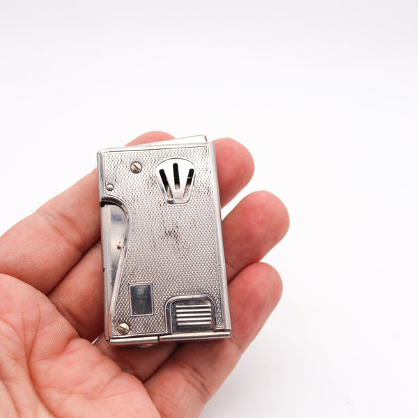 BRUDER EISERT Austria 1950 Superior Semi Automatic Squeeze Lighter In Chromed Steel