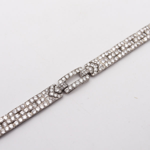 CARTIER Paris 1928 Art Deco Bracelet In Platinum With 19.86 Cts In Diamonds