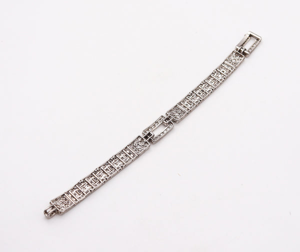 CARTIER Paris 1928 Art Deco Bracelet In Platinum With 19.86 Cts In Diamonds