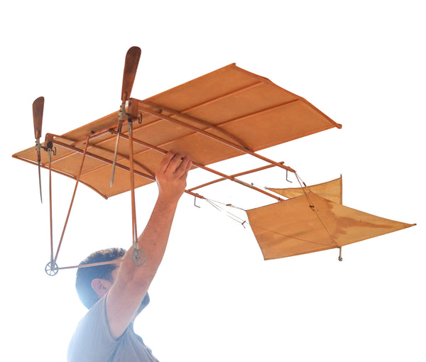 AD-ASTRA Model Airplane 1910 Early 20th Century Rare In Wood Brass And Linen