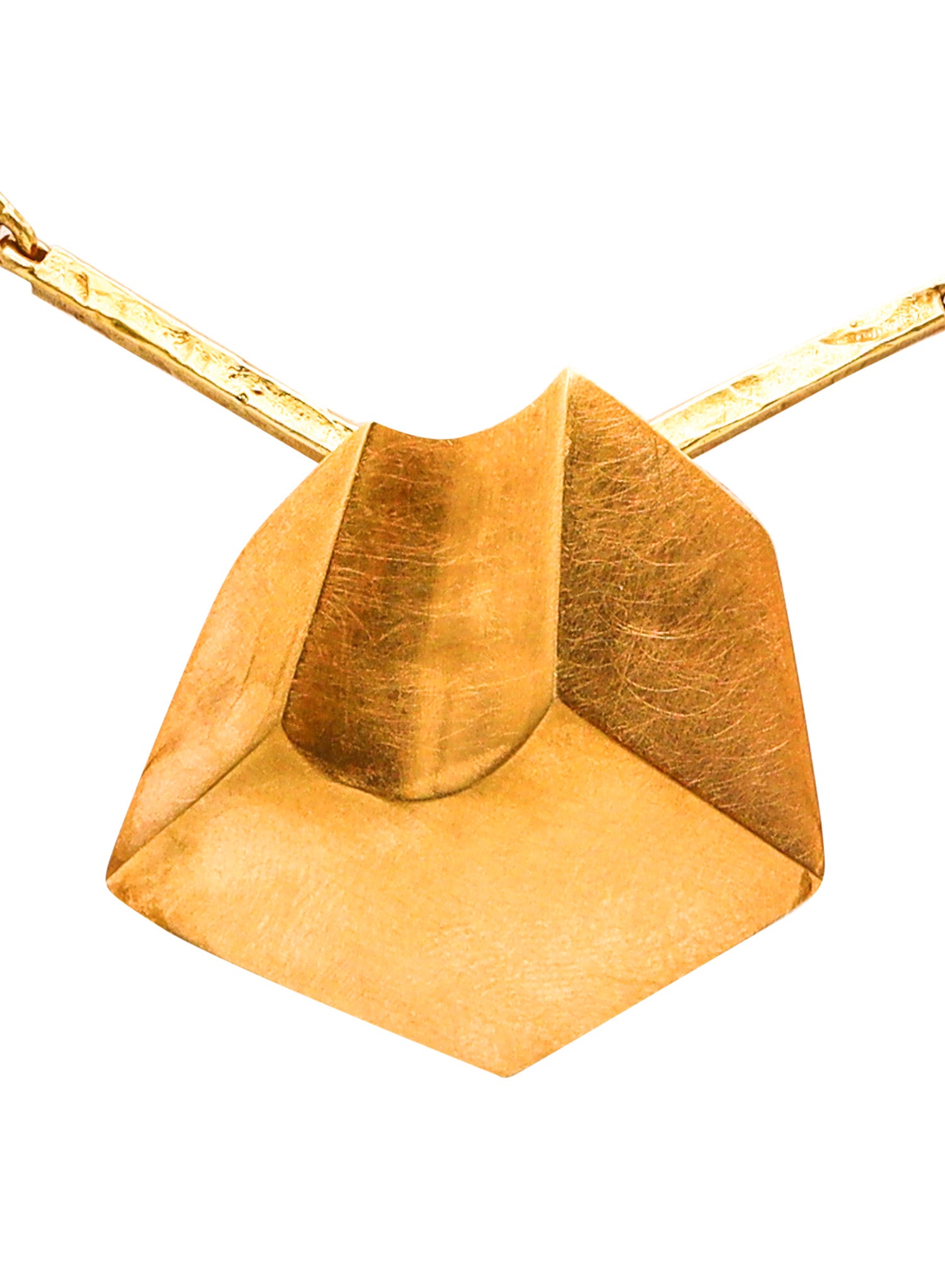 -Claude Chavent Paris Geometric Trompe L'oeil Pendant Sterling And 18Kt Vermeil