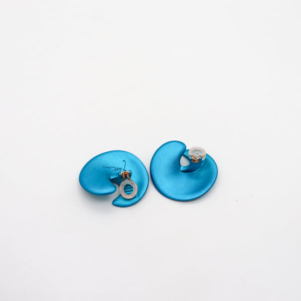 JAR PARIS Blue Valerie Clips On Earrings In 18Kt Gold and Aluminum