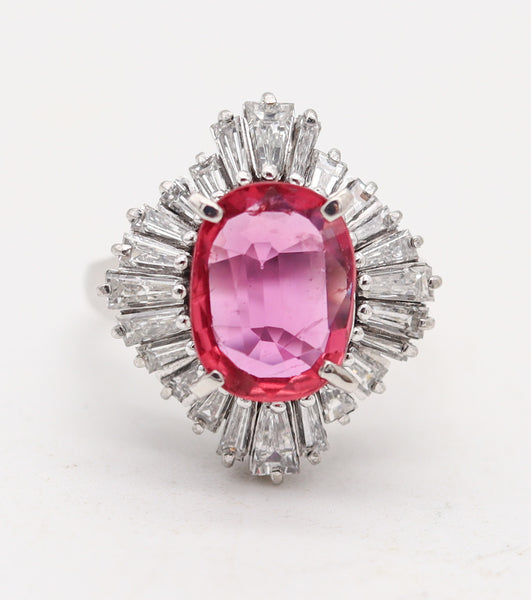 BALLERINA Cocktail Ring In Platinum With 3.98 Cwt. In Red Ruby And Diamonds