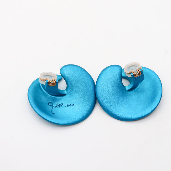 JAR PARIS Blue Valerie Clips On Earrings In 18Kt Gold and Aluminum