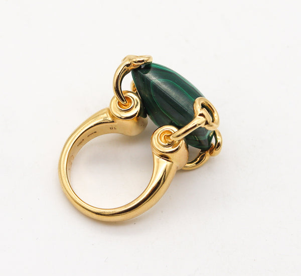 -Gucci Milano Horse Bit Cocktail Ring In 18Kt Yellow Gold with 26.65 Cts Malachite