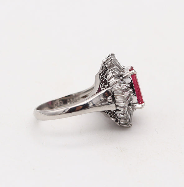 BALLERINA Cocktail Ring In Platinum With 3.98 Cwt. In Red Ruby And Diamonds