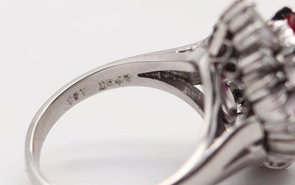 BALLERINA Cocktail Ring In Platinum With 3.98 Cwt. In Red Ruby And Diamonds