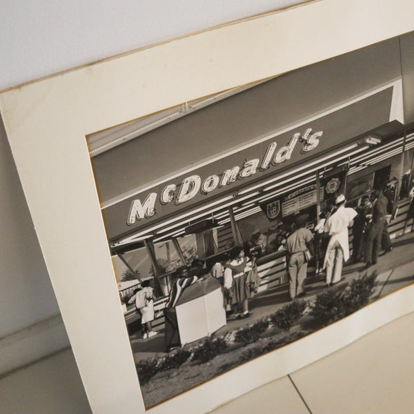 MCDONALD'S 1955 Vintage Large Matte Photograph Of Early Outdoors Restaurant