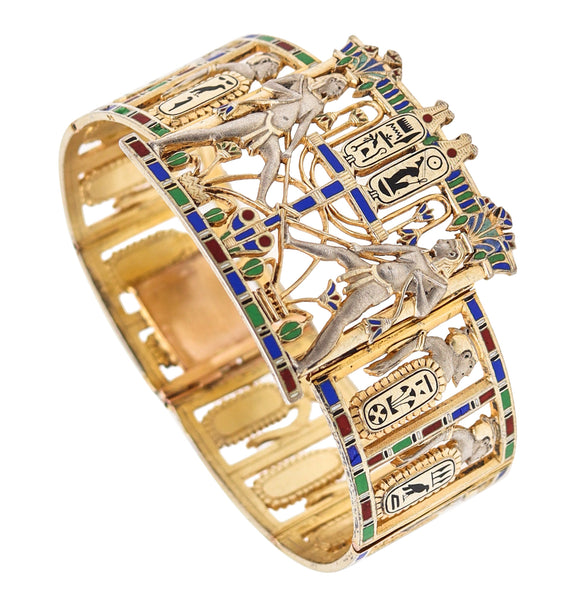 ÉMILE-DÉSIRÉ PHILIPPE 1870 Egyptian Enameled Bracelet In 18kt Gold & Silver