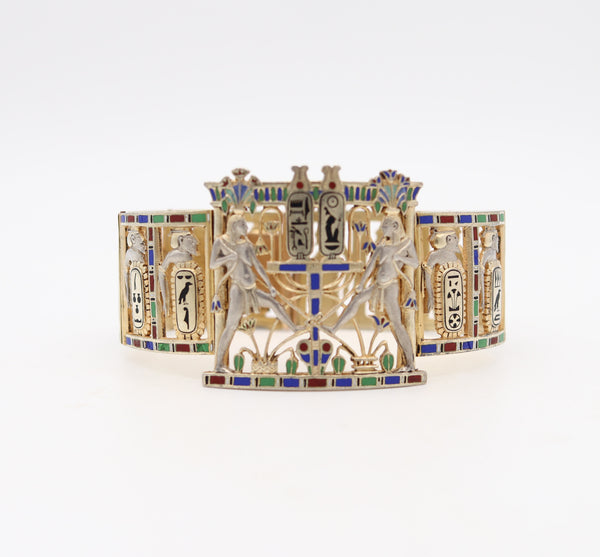 ÉMILE-DÉSIRÉ PHILIPPE 1870 Egyptian Enameled Bracelet In 18kt Gold & Silver