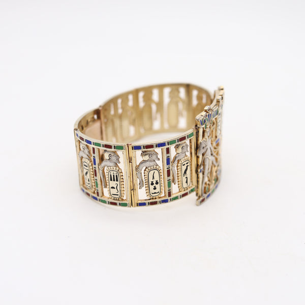 ÉMILE-DÉSIRÉ PHILIPPE 1870 Egyptian Enameled Bracelet In 18kt Gold & Silver
