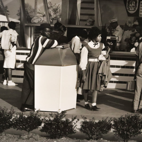MCDONALD'S 1955 Vintage Large Matte Photograph Of Early Outdoors Restaurant