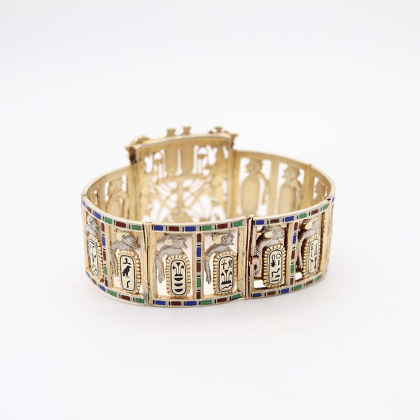 ÉMILE-DÉSIRÉ PHILIPPE 1870 Egyptian Enameled Bracelet In 18kt Gold & Silver