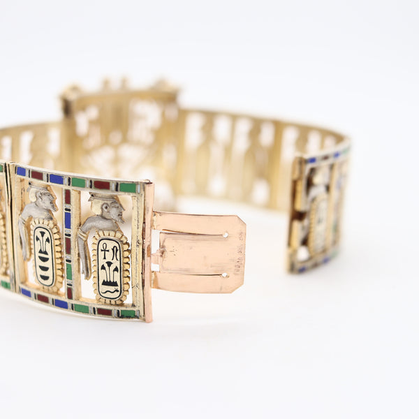 ÉMILE-DÉSIRÉ PHILIPPE 1870 Egyptian Enameled Bracelet In 18kt Gold & Silver