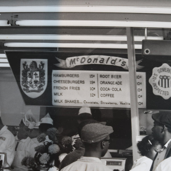 MCDONALD'S 1955 Vintage Large Matte Photograph Of Early Outdoors Restaurant