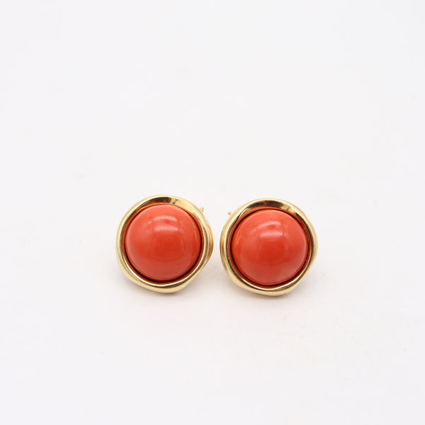 ANDREW CLUNN Clips-On Earrings In 18Kt Yellow Gold With Red Coral