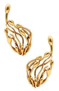 -Lalaounis 1970 Paris Biosymbols Free Form Earrings In Solid 18Kt Yellow Gold