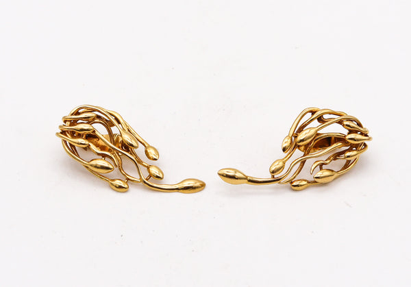 -Lalaounis 1970 Paris Biosymbols Free Form Earrings In Solid 18Kt Yellow Gold