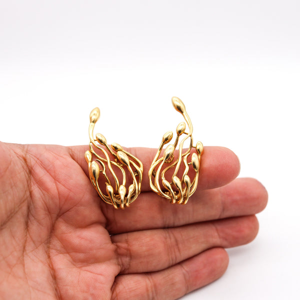 -Lalaounis 1970 Paris Biosymbols Free Form Earrings In Solid 18Kt Yellow Gold