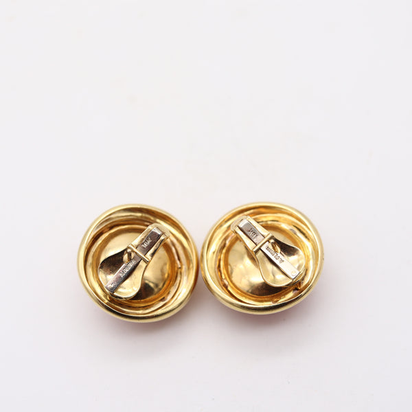 ANDREW CLUNN Statement Clips On Earrings In 18Kt Gold With Sardinian Red Coral