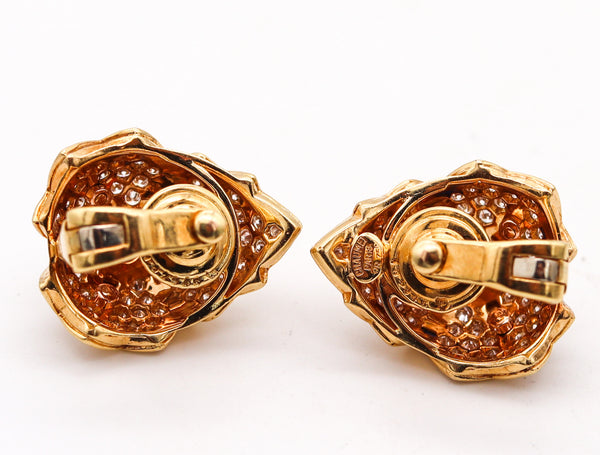 -Chaumet Paris Clip On Earrings In 18Kt Gold With 5.64 Ctw In Sapphires And Diamonds