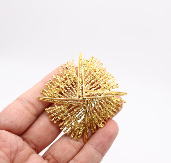 TIFFANY & CO. 1970 Modernist Pendant Brooch In Textured Solid 18Kt Yellow Gold