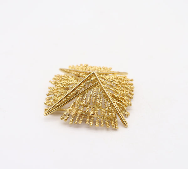 TIFFANY & CO. 1970 Modernist Pendant Brooch In Textured Solid 18Kt Yellow Gold