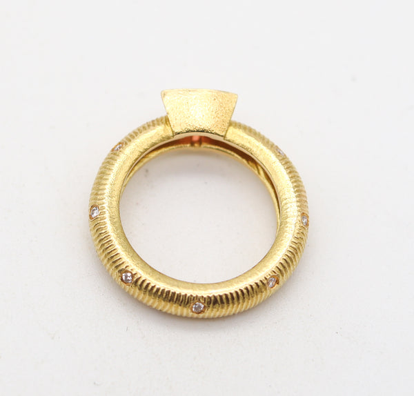 PAUL MORELLI Ring-Band In 18Kt Gold With Diamonds & Vivid Pink Sapphire