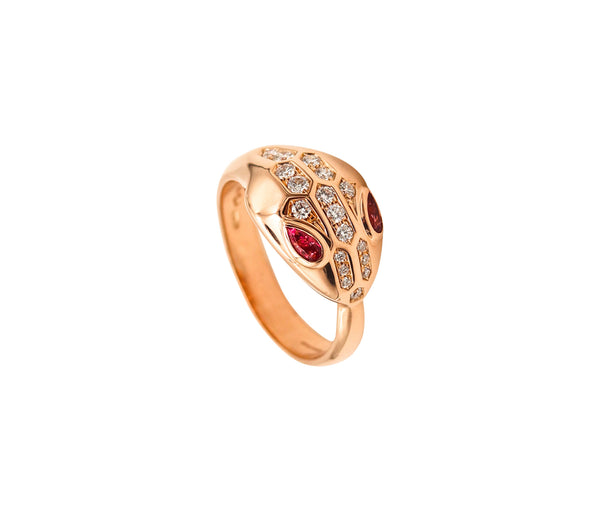 BVLGARI Roma Serpenti Ring In 18Kt Rose Gold With VVS Diamonds