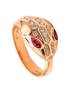 BVLGARI Roma Serpenti Ring In 18Kt Rose Gold With VVS Diamonds