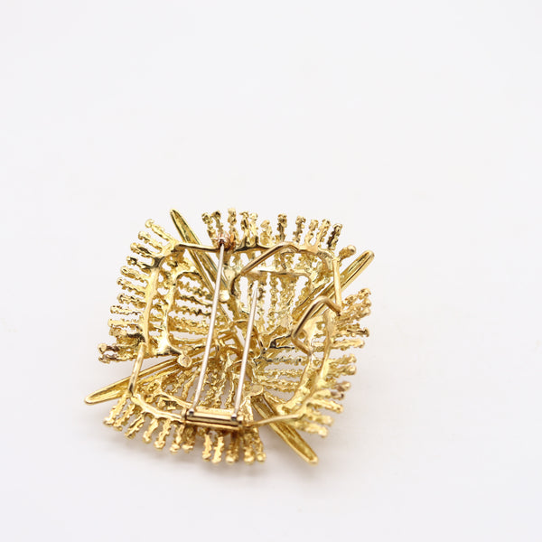TIFFANY & CO. 1970 Modernist Pendant Brooch In Textured Solid 18Kt Yellow Gold