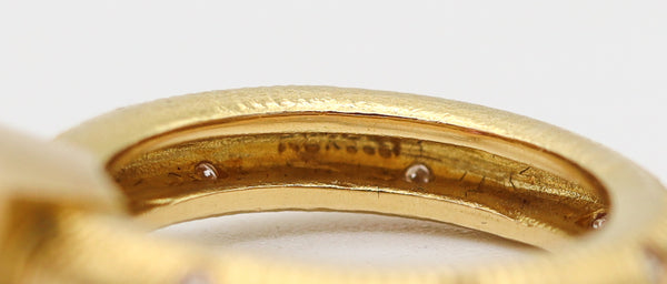 PAUL MORELLI Ring-Band In 18Kt Gold With Diamonds & Vivid Pink Sapphire